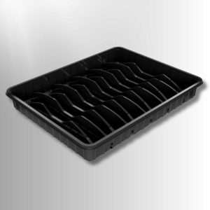 Bandeja compartimentada para patas de pulpo negra